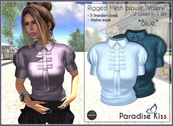 {Paradise Kiss} Valery blouse-Blue set (Rigged Mesh)