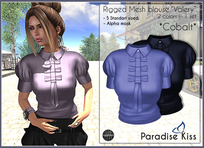 {Paradise Kiss} Valery blouse-Cobalt set (Rigged Mesh)