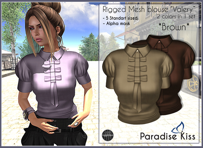 {Paradise Kiss} Valery blouse-Brown set (Rigged Mesh)