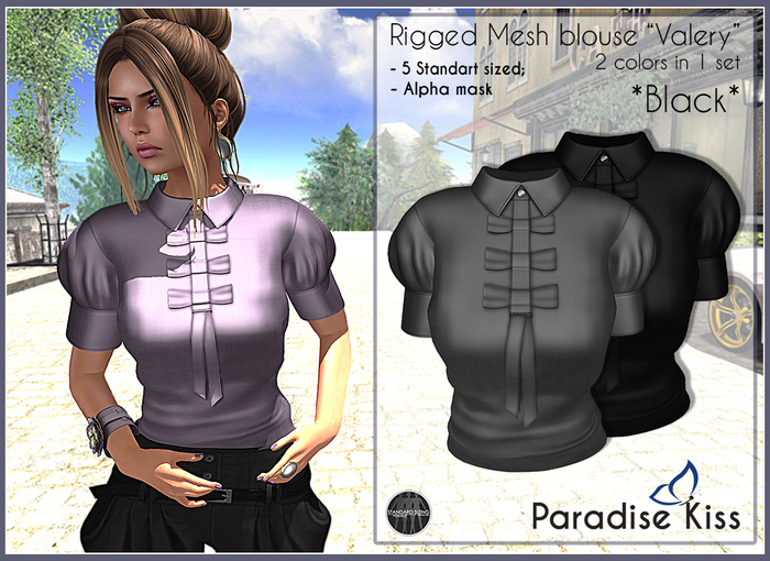 {Paradise Kiss} Valery blouse-Black set (Rigged Mesh)