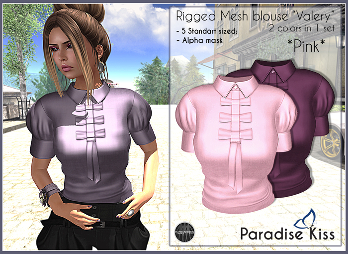 {Paradise Kiss} Valery blouse-Pink set (Rigged Mesh)