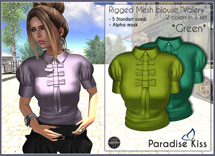 {Paradise Kiss} Valery blouse-Green set (Rigged Mesh)