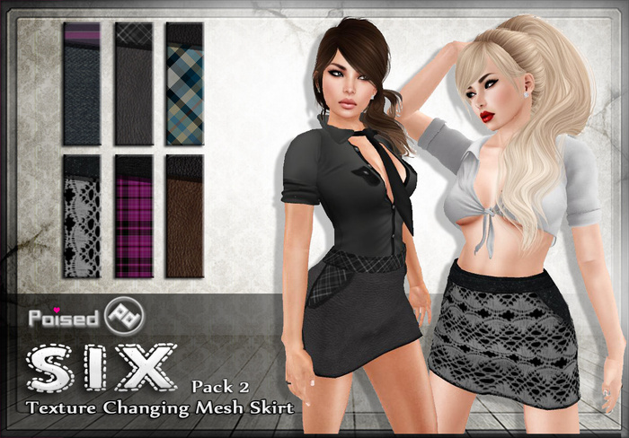 ::Poised:: Six - Mesh High Waist Mini Skirt 02 - Texture Changing HUD