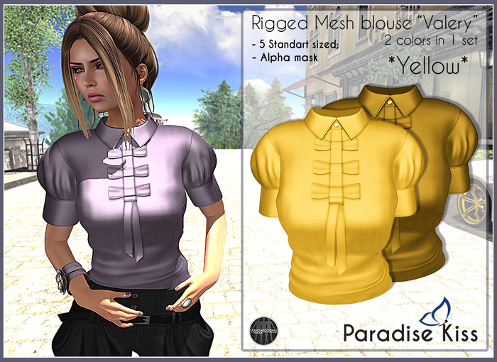 {Paradise Kiss} Valery blouse-Yellow set (Rigged Mesh)