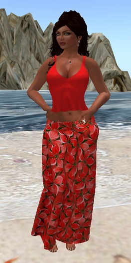 Maxi Skirt - Red Floral