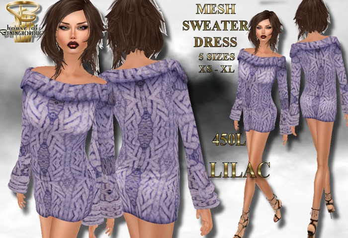 BB MESH  SWEATER DRESS - SILVER GREY