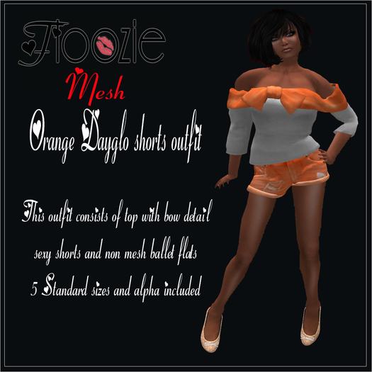 Floozie Orange Dayglow shorts outfit boxed