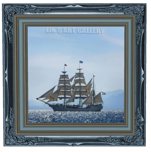 SHIP WITH BLUE FRAME