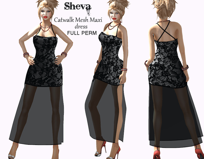 ***Sheva***Catwalk Mesh Maxi Dress Template Full Perm