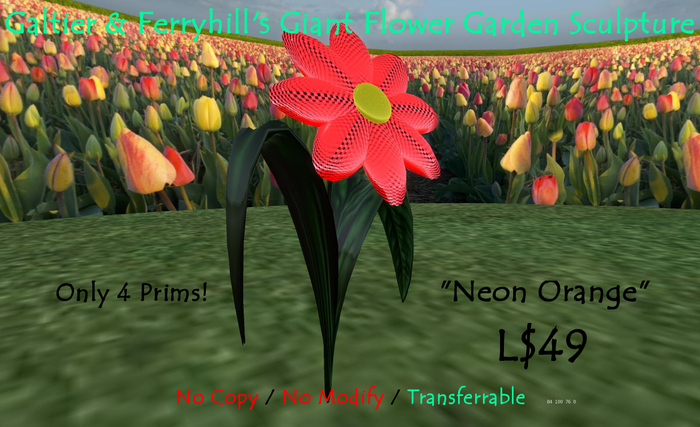 Flower Sculpture - Neon Orange