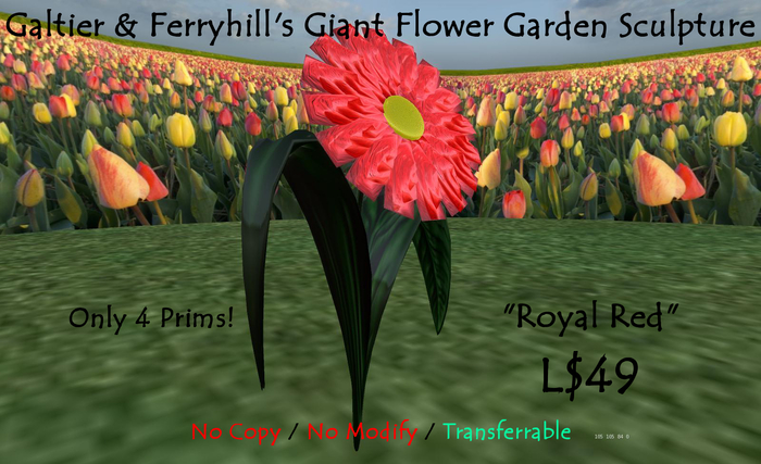 G&F Gift Bag - Flower Sculpture - Royal Red