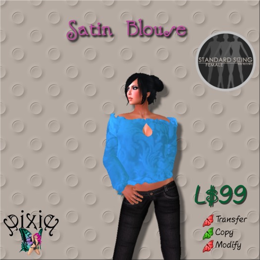 *Pixie* Sky Satin Blouse