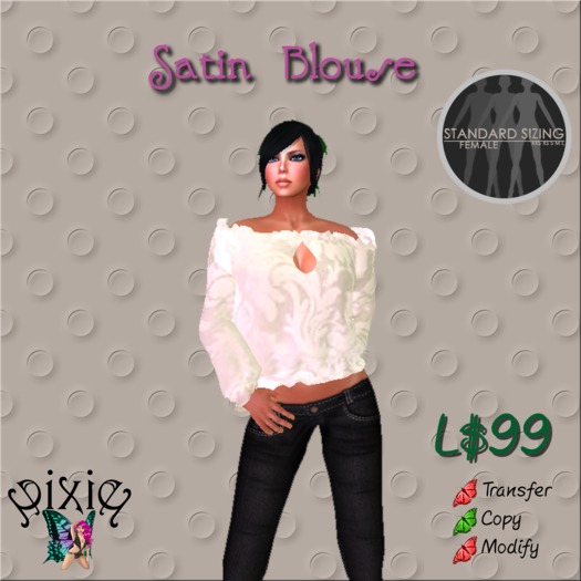 *Pixie* Eggshell Satin Blouse
