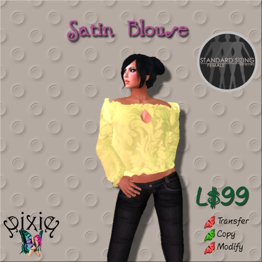 *Pixie* Lemon Satin Blusa