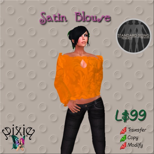 *Pixie* Sky Satin Blouse