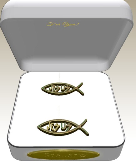 Metal Jesus fish  Ear rings  -Stellar