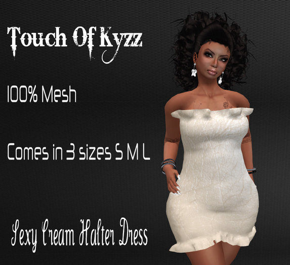 Cream Leather Halter Dress