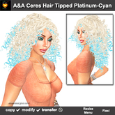 A&A Ceres Hair Tipped Platinum-Cyan (Special Color). Curly hair with braid band. Promo!