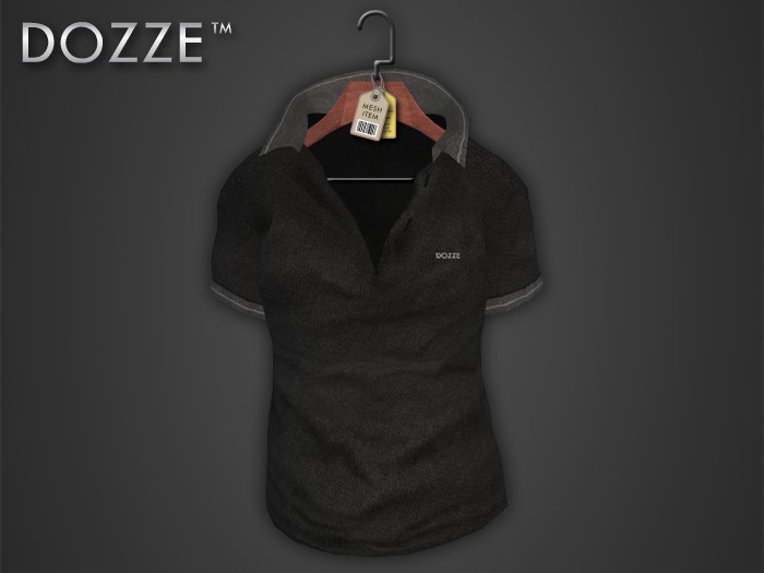 DOZZE - Solid Polo Shirt *MESH* (Black)
