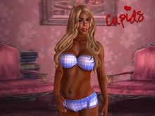 Plaid Ruffles Lingerie Set Dark Blue