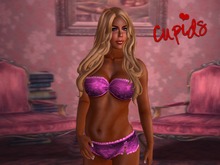 Paisley Ruffles Lingerie Set Fushia