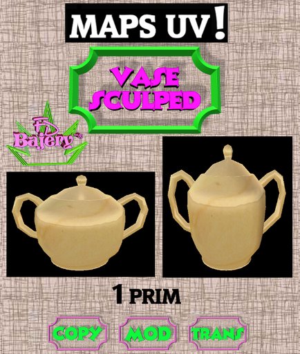 VASE SCULPTED  1 Prim - SCULPTED MAP -  FULL PERM