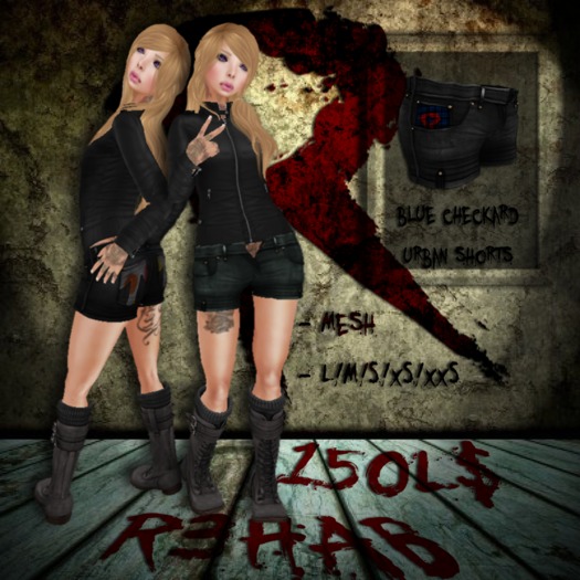 [R] Blue Checkard Urban Shorts *MESH*