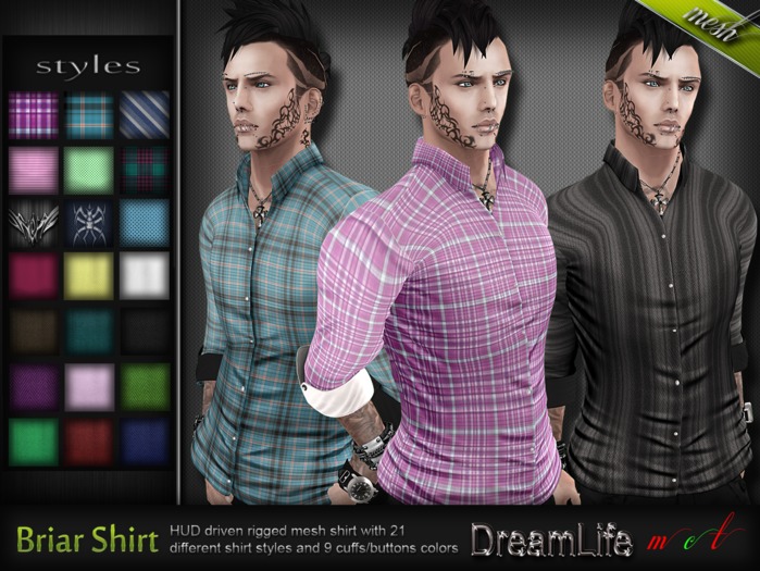 Briar Shirt * Rigged Mesh (HUD Driven) * 21 Styles *DreamLife*