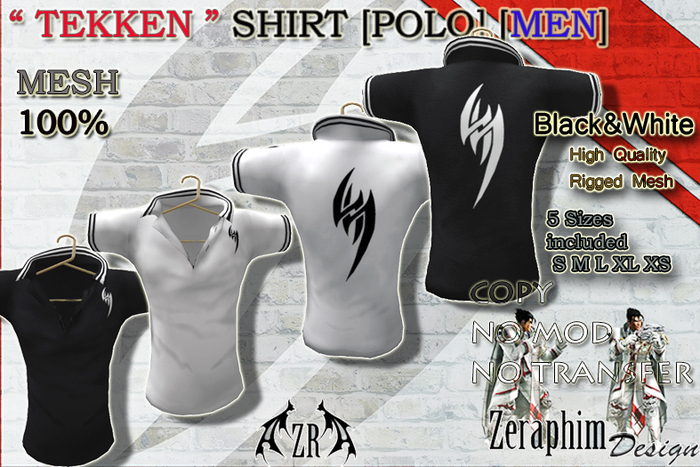 *.[ZR] TIGER bicolor [BLACK & WHITE] Colors pack MEN SHIRT MESH