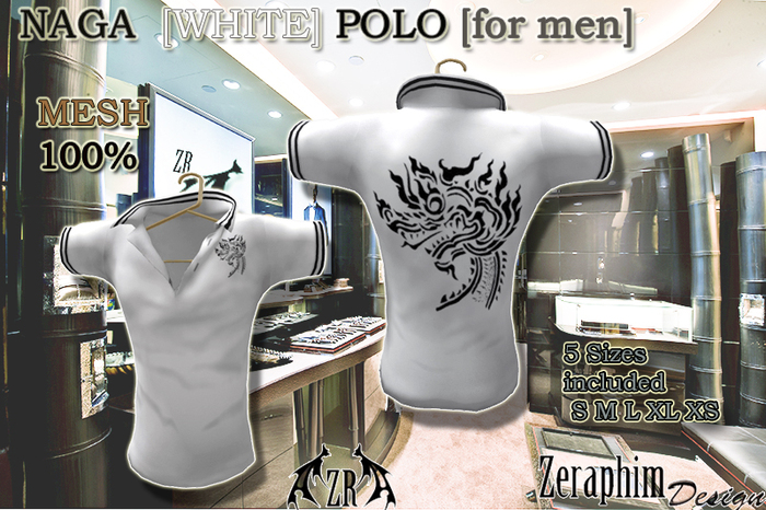 .[ZR] WHITE NAGA [BLACK STRIPE] Polyester MESH 100%