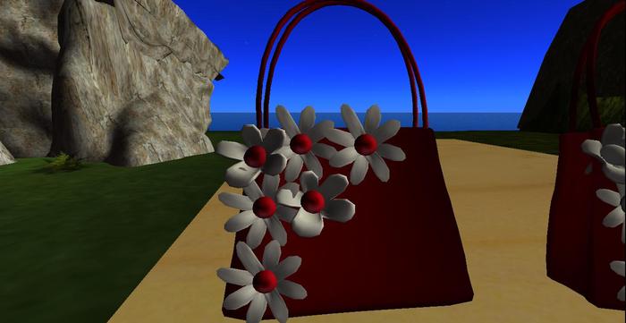 *RED* Handbag w/flowers