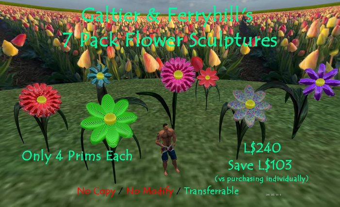 ~SAVE L$~  Flower Sculpture - 7 Pack
