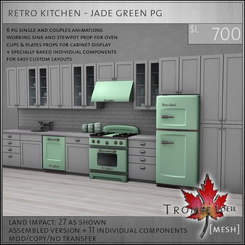Second Life Marketplace Trompe Loeil Retro Kitchen Jade Green Pg Mesh