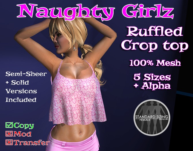 [Naughty Girlz] Ruffled Hearts Crop Top