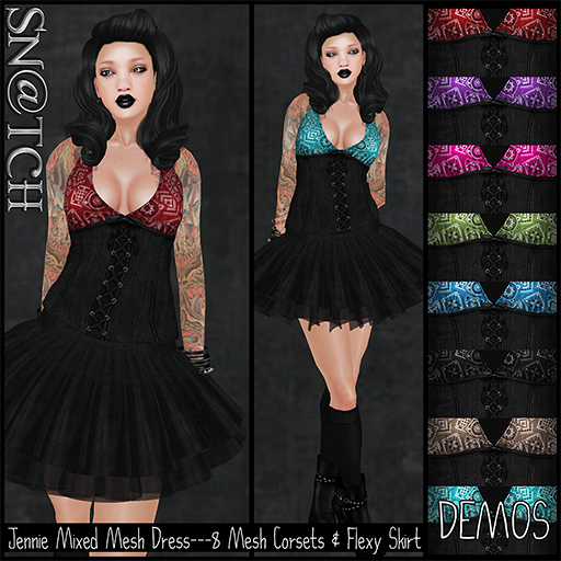 :::Sn@tch Jennie Mixed Mesh Dress -DEMOS:::