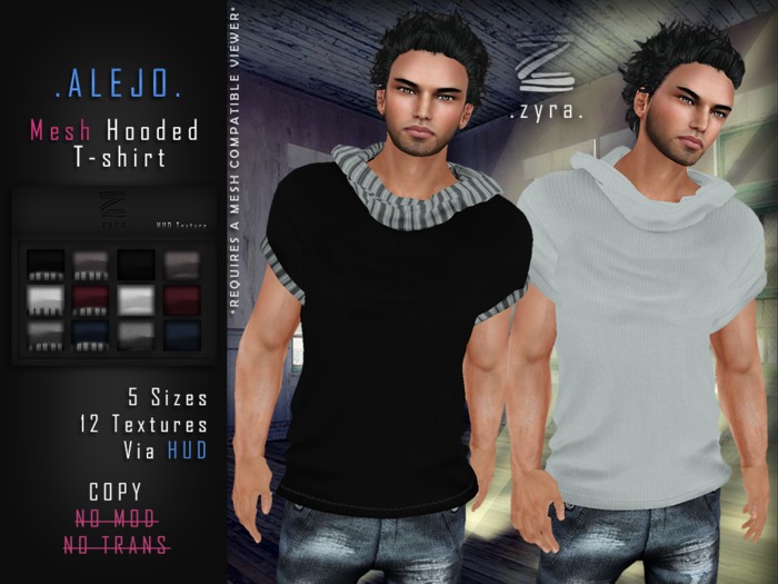 >> Zyra << ALEJO HOODED T.SHIRT ~ Mesh ~ ++ PROMO ++