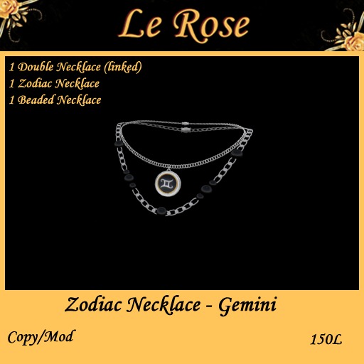 Second Life Marketplace Le Rose Zodiac Necklace Gemini