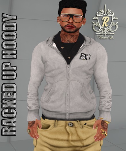 <Racked Up> Plain Grey RU Hoodie