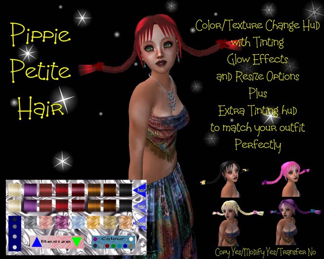 Amaryllis Hair w color/Texture change hud