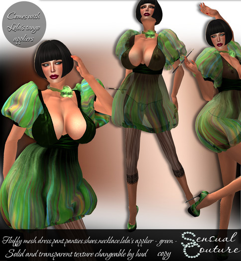 Mesh Fluffy dress *green *