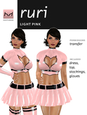 Ruri - Baby Pink Latex Cheerleader Outfit with Flexi Prim Skirt
