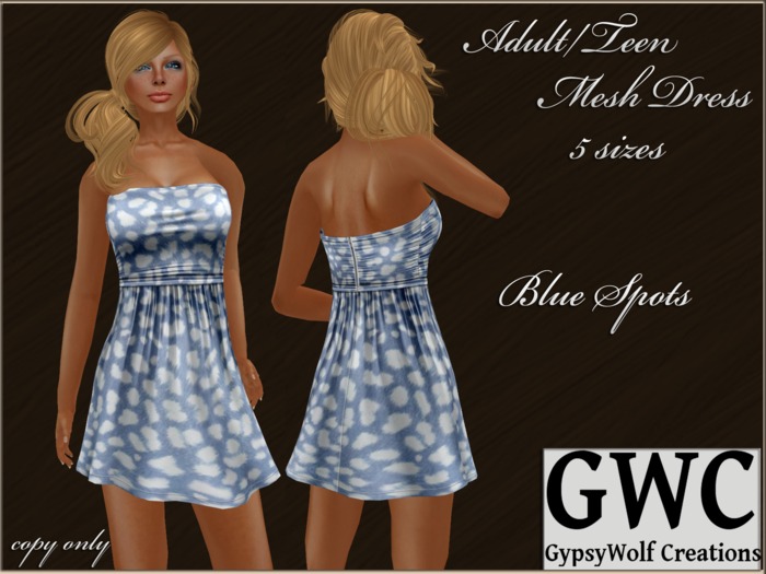 GWC Mesh Dress Blue Spots 