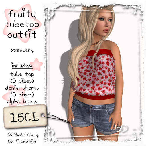 - BD - Fruity Tube Top Outfit (Mesh) - Strawberry