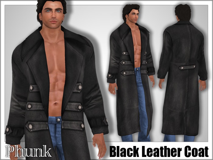 [Phunk] Mesh Men's Black Leather Coat
