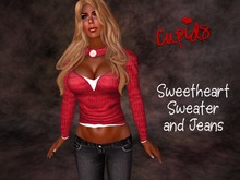 Sweetheart Sweater and Jeans Red