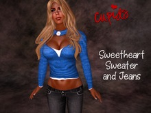 Sweetheart Sweater and Jeans Teal