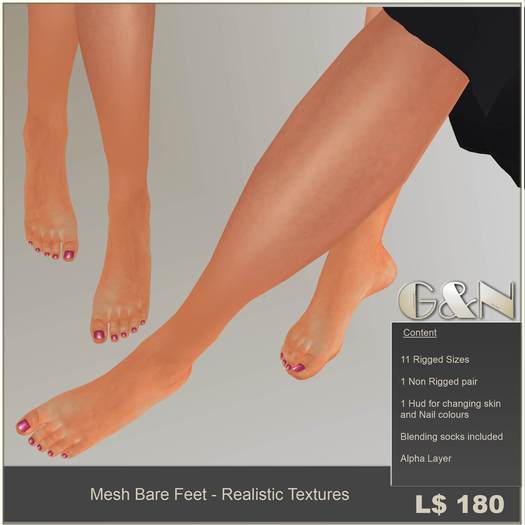 G&N Quality Design Mesh Bare Feet - Very Realistic 