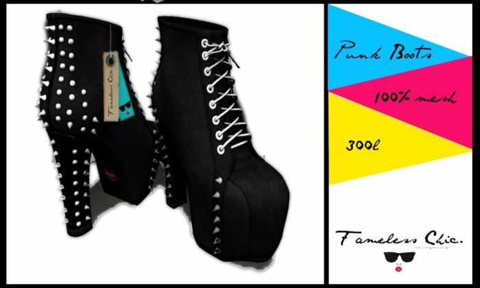 ..::<Fameless Chic> Punk Boots [white]::..