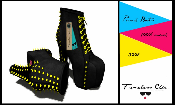 ..::<Fameless Chic> Punk Boots [yellow]::..