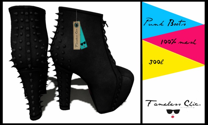 ..::<Fameless Chic> Punk Boots [Black]::..
